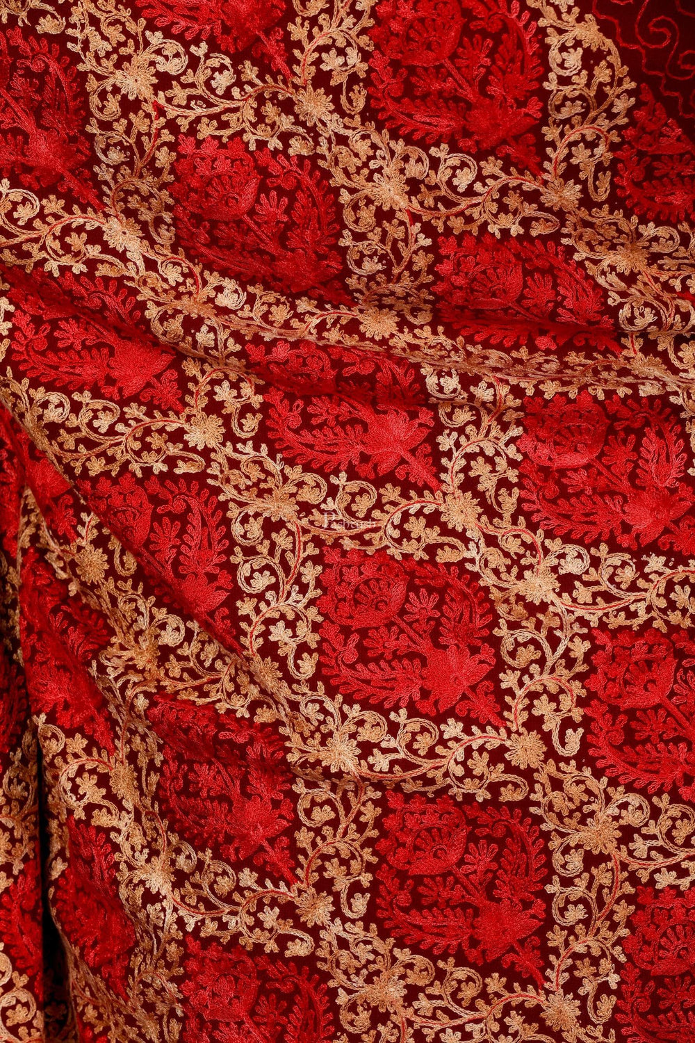 Pashtush India 70x200 Pashtush Womens Kashmiri Embroidery Shawl, Aari Embroidery, Maroon
