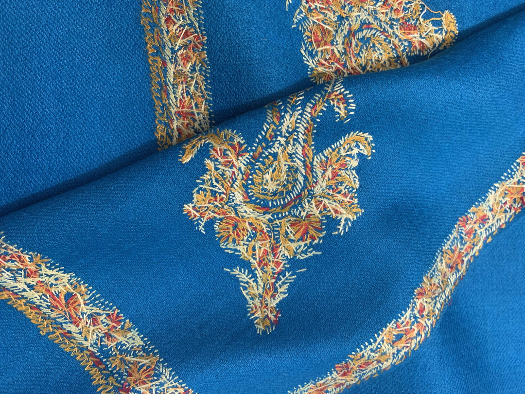 Pashtush Womens Embroidery Shawl, Border Design, 100% Pure Wool Shawls