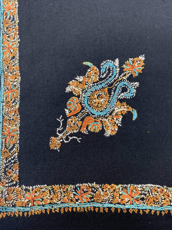 Pashtush Womens Embroidery Shawl, Border Design 100% Pure Wool Shawls