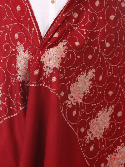 Pashtush Womens Embroidery Shawl, Jaal Design, Silk Thread Needlework