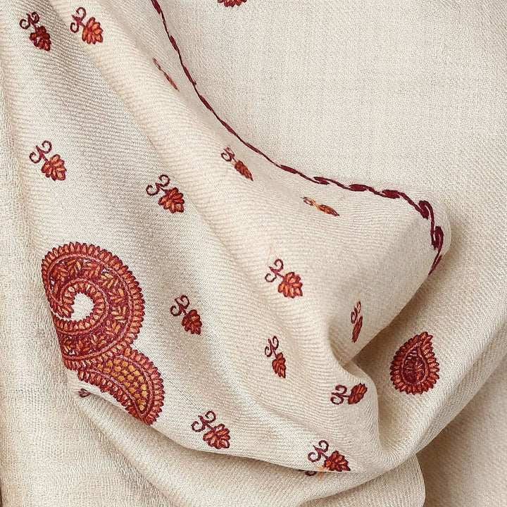 Pashtush Womens Embroidery Shawl, Light Weight And Warm, white
