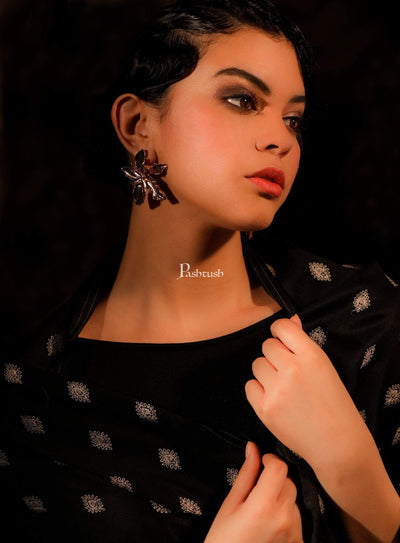 Pashtush India 100x200 Pashtush Womens Kashmiri Embroidery Shawl, Light Weight and Warm, Black and grey