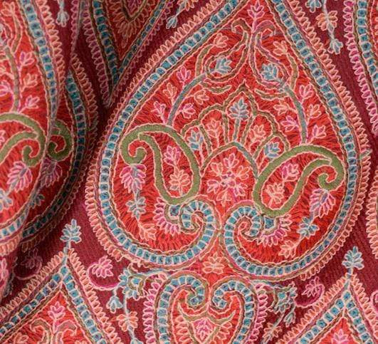 Pashtush India 100x200 Pashtush Womens Kashmiri Embroidery Shawl, Maroon