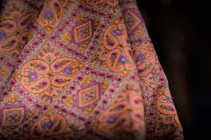 Pashtush India 100x200 Pashtush Womens Kashmiri Embroidery Shawl, Sozni Embroidery, Intricate Needlework
