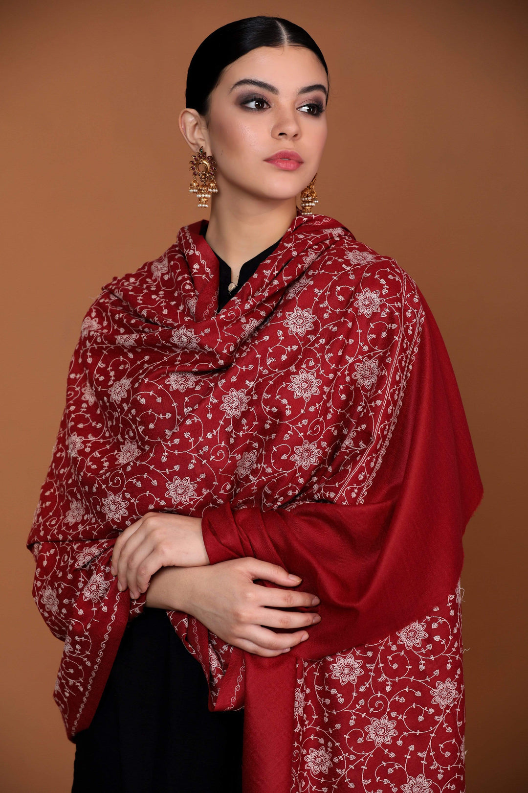 Pashtush Shawl Store Shawl Pashtush Womens Kashmiri Shawl with Tone on Tone Embroidery, Soft, Warm, Light Weight
