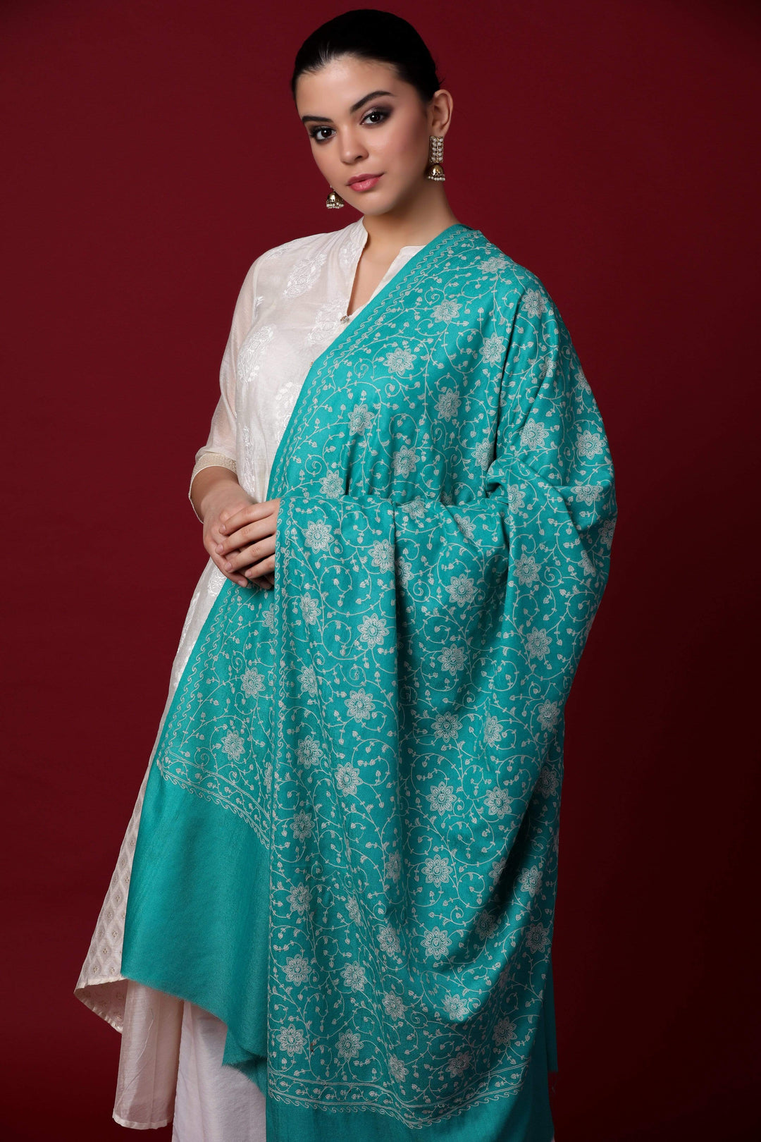 Pashtush Shawl Store Shawl Pashtush Womens Kashmiri Shawl with Tone on Tone Embroidery, Soft, Warm, Light Weight