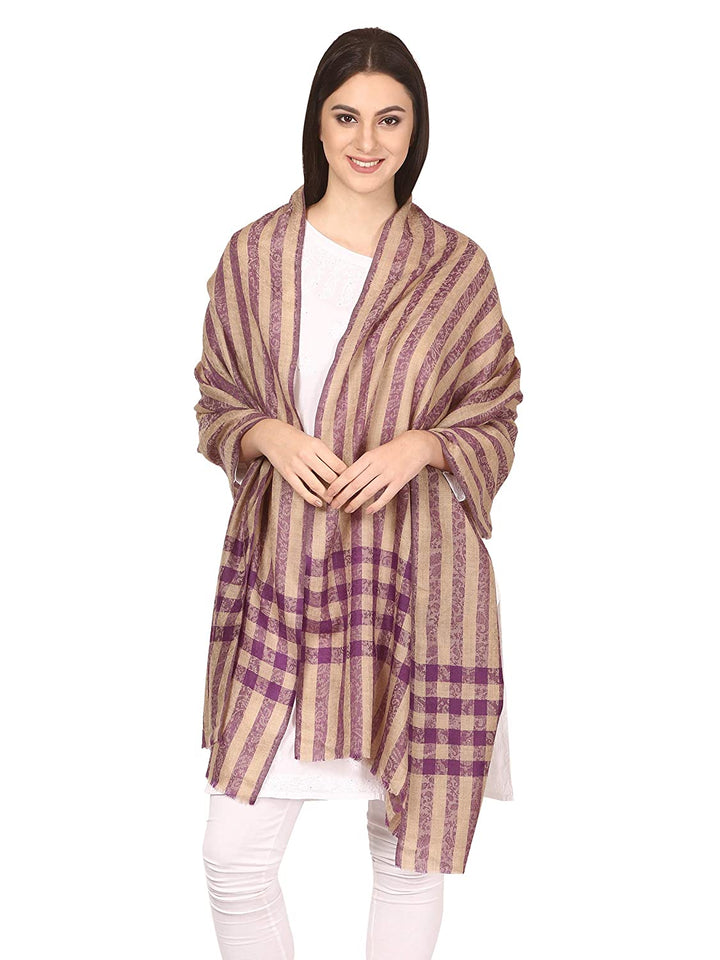 Pashtush Womens Luxury Wool Check Scarf, Soft A Scarf Stole, Extra-Fine