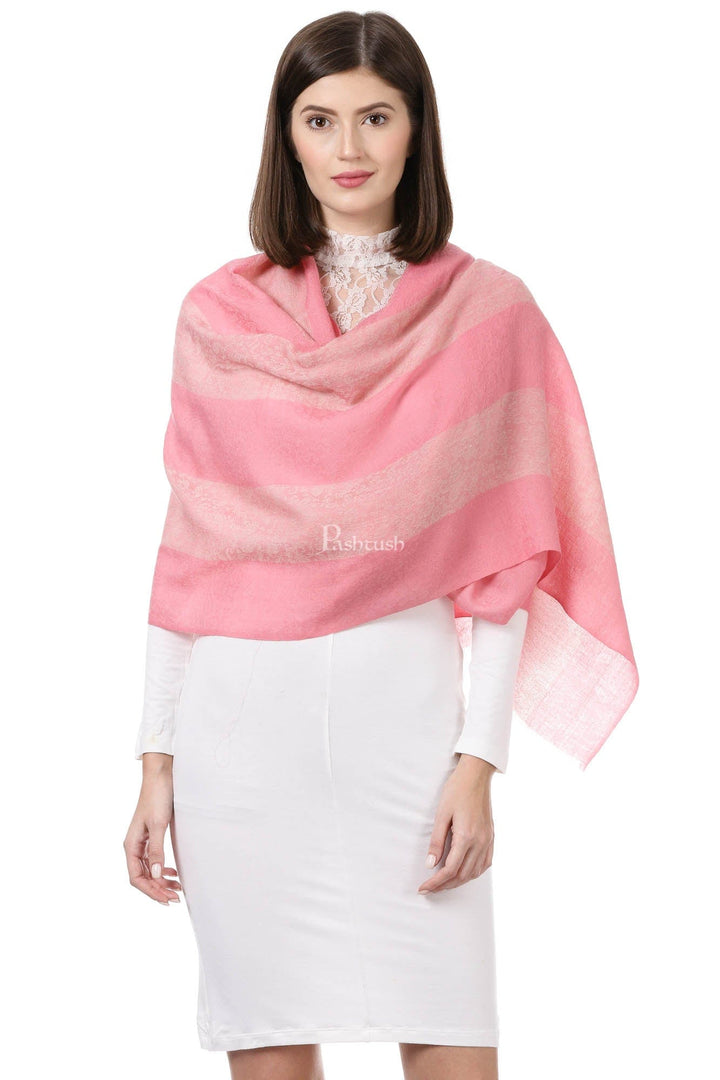 Pashtush India Womens Stoles and Scarves Scarf Pashtush Womens Luxury Wool Scarf, Fine Wool Stole, Carnation