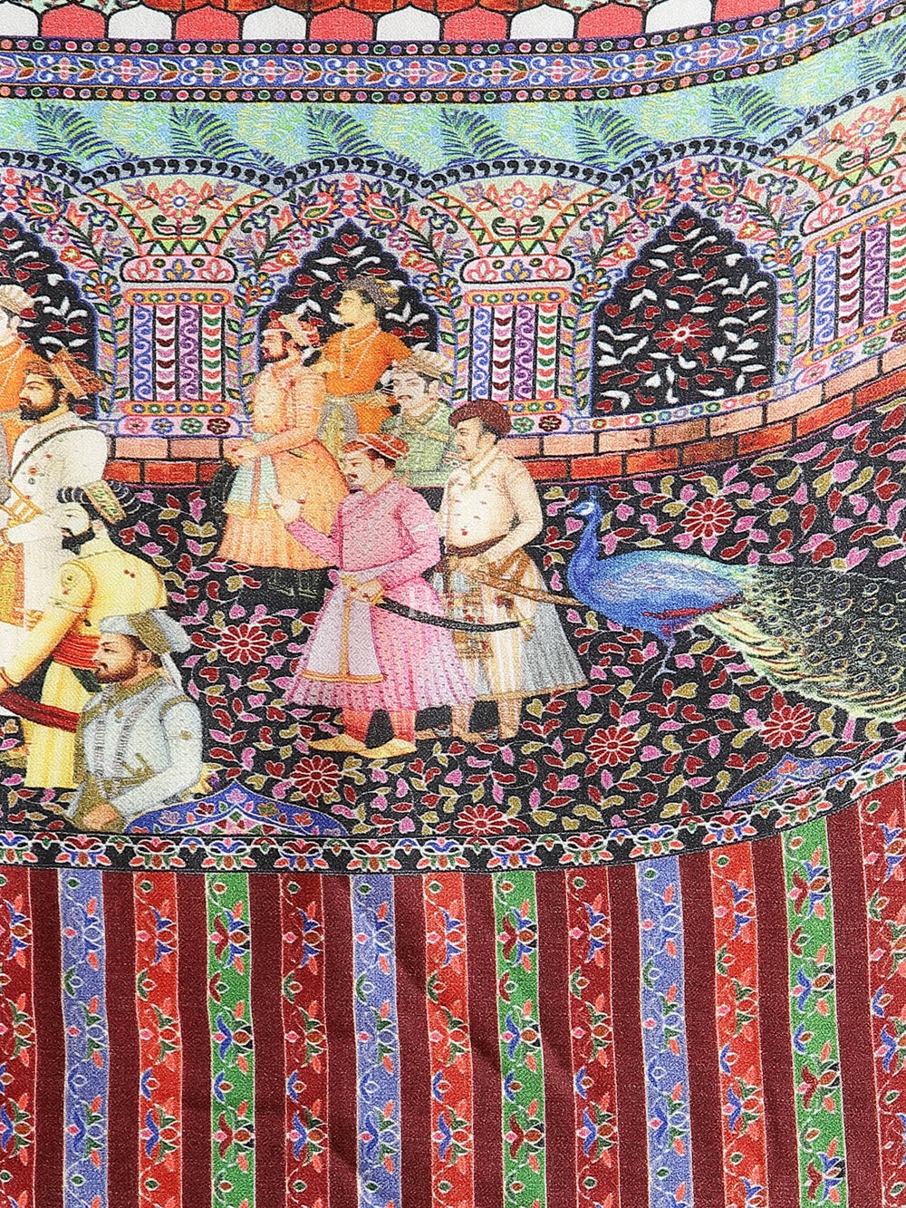 Pashtush India Womens Shawls Pashtush Womens Mughal Darbar Printed Shawl, Crimson