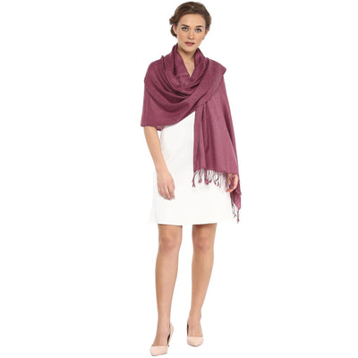 Pashtush India 70x200 Pashtush Womens Paisley Weave Scarf, Soft and Warm, Luxury Wool - Peel Lilac