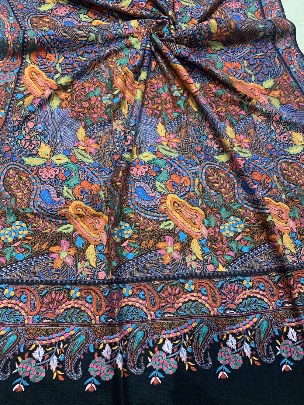 Pashtush India Shawl Pashtush Womens Papier Machè Embroidery Jaal Shawl - Multicoloured, Black