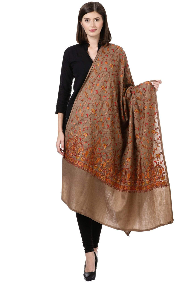 Pashtush India 100x200 Pashtush Womens Papier Machè Embroidery Jaal Shawl - Thaar