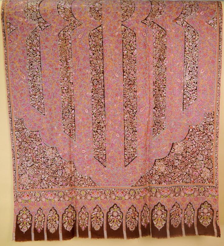 Pashtush India Womens Shawls Pashtush Womens Pashmina, Hand Embroidered Papier-mâché Shawl, With Intricate Resham Threadword