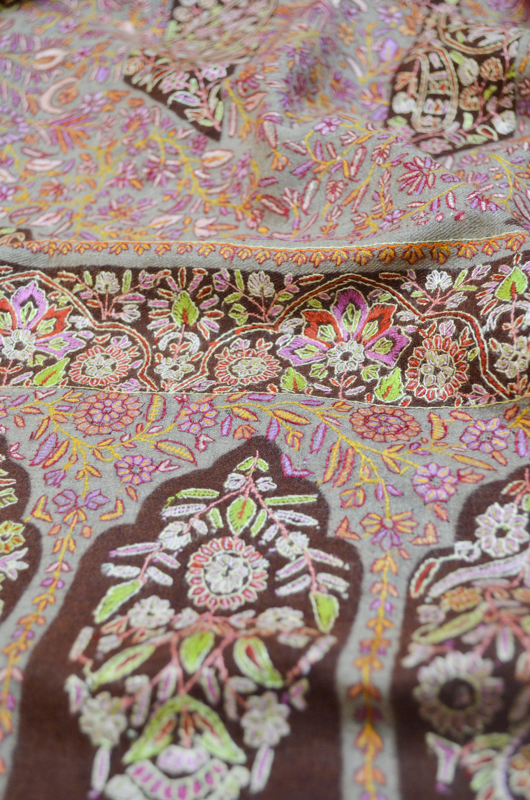 Pashtush India Womens Shawls Pashtush Womens Pashmina, Hand Embroidered Papier-mâché Shawl, With Intricate Resham Threadword