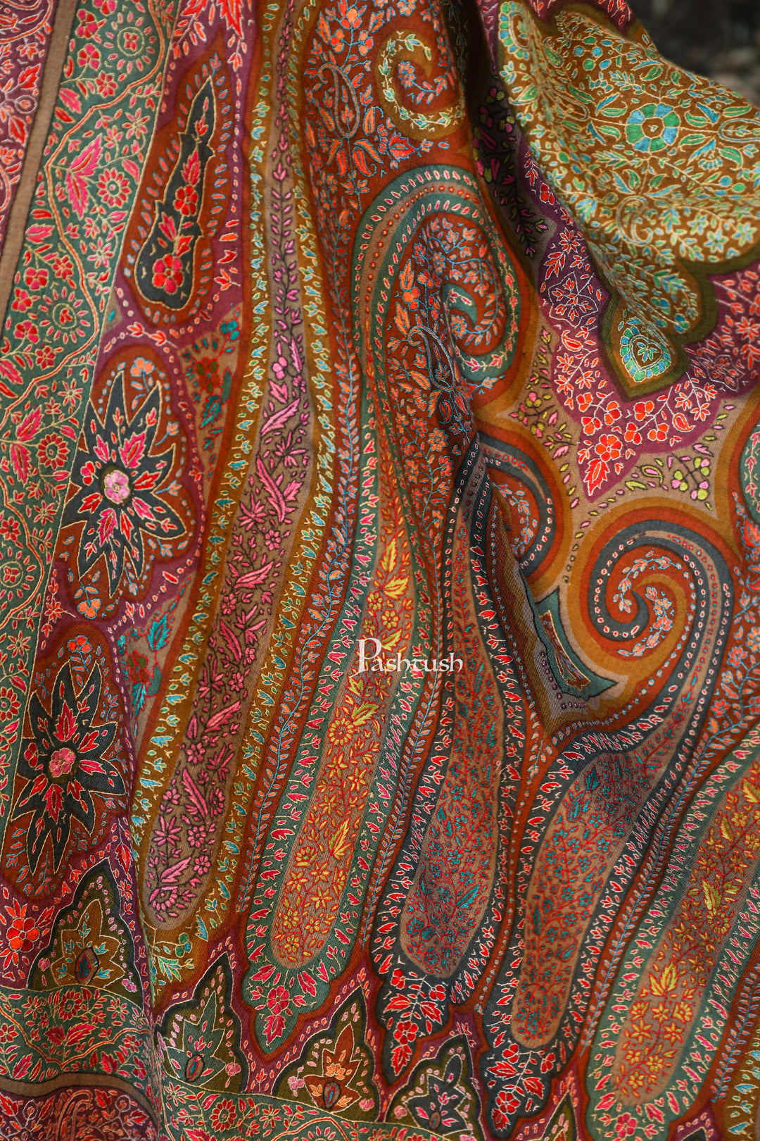 Pashtush India Womens Shawls Pashtush womens Pashmina shawl, Kalamkari design, Multicolour