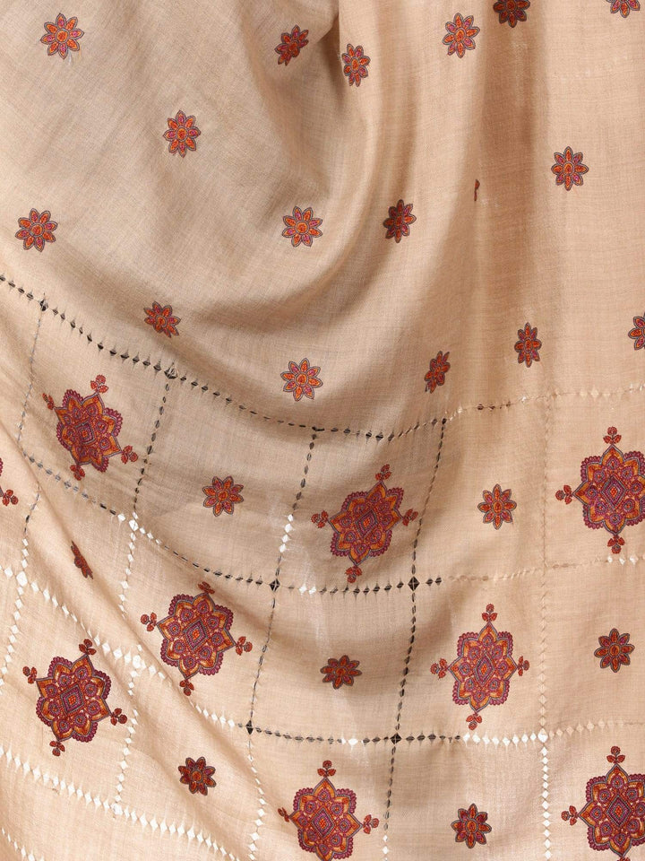Pashtush Womens Fine Wool Shawl With Tarkashi Design, Fineembroidery With Hand Knotted Tarkashi Work. Hand-Made Shawls.