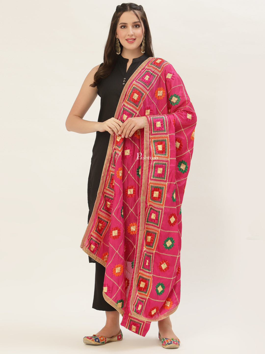 Pashtush India Pashtush Womens Phulkari Dupatta