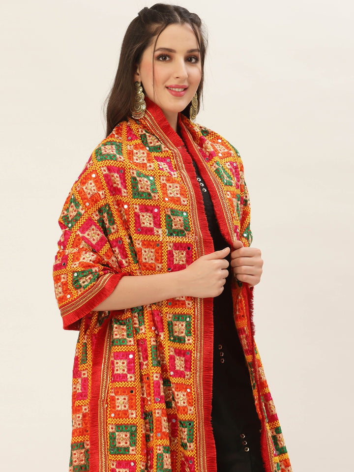 Pashtush India Womens Dupatta Pashtush Womens Phulkari Dupatta