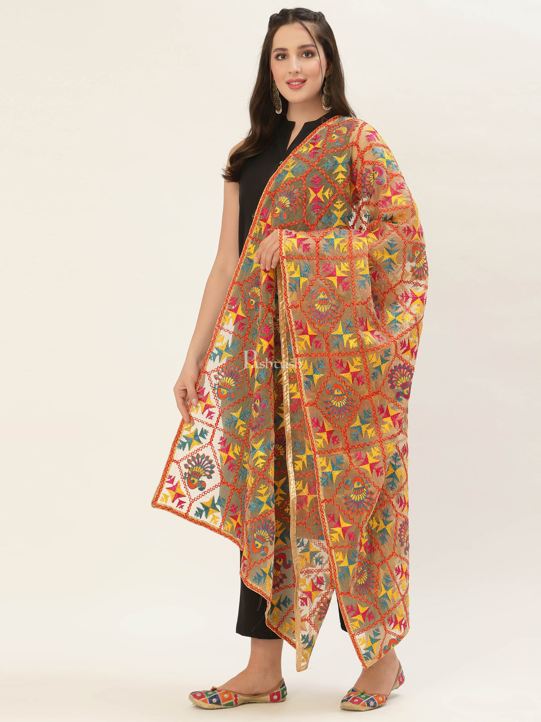 Pashtush India Womens Dupatta Pashtush Womens Phulkari Dupatta