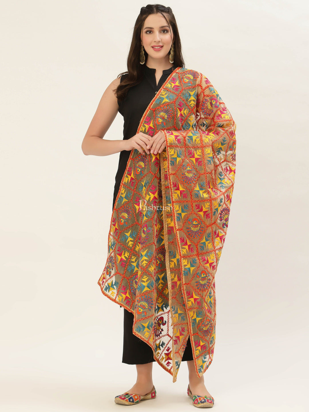 Pashtush India Womens Dupatta Pashtush Womens Phulkari Dupatta