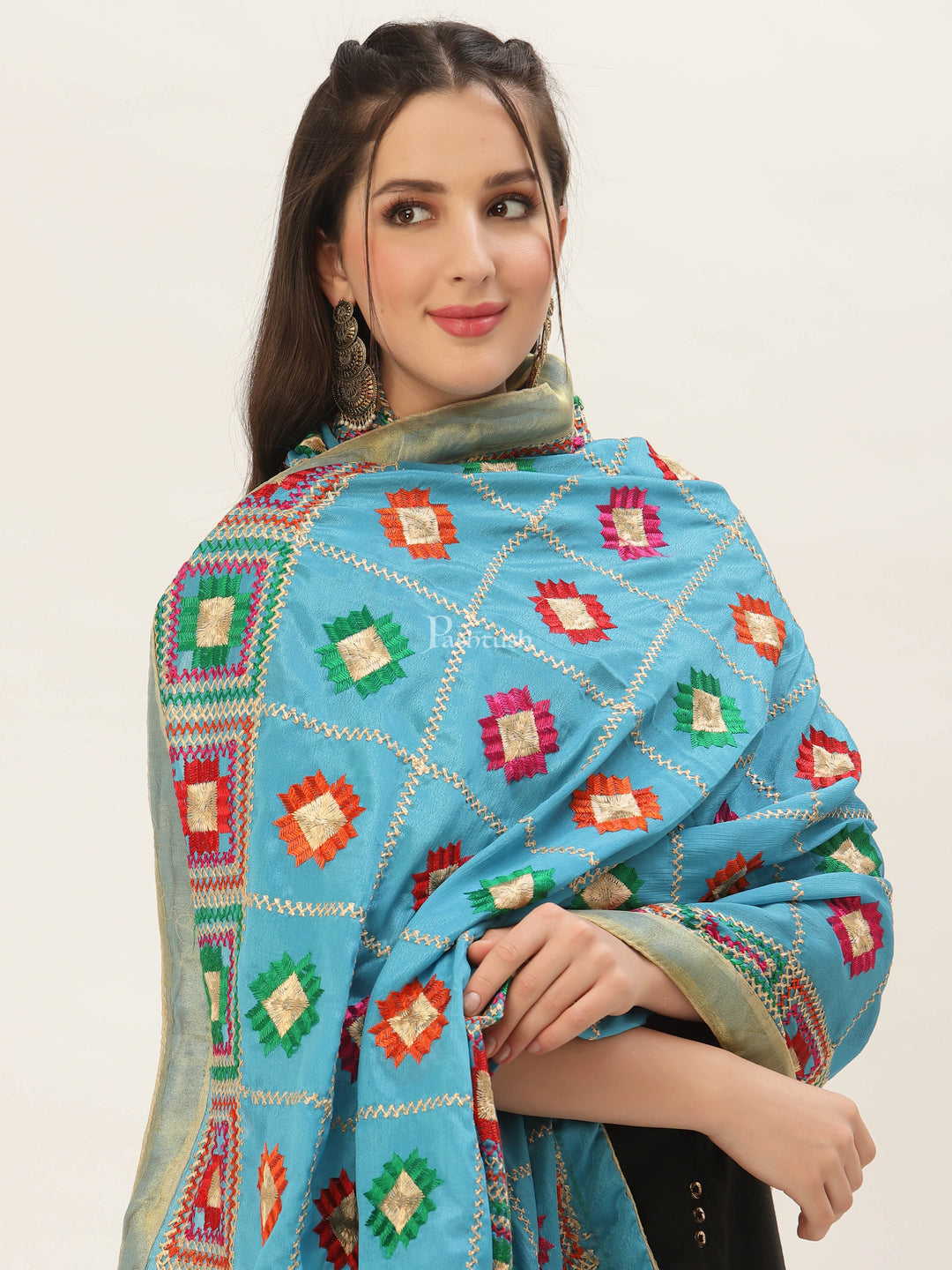 Pashtush India Womens Dupatta Pashtush Womens Phulkari Dupatta