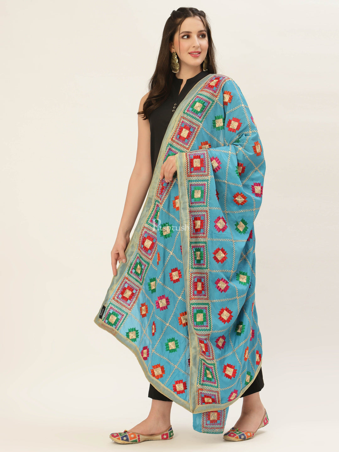 Pashtush India Womens Dupatta Pashtush Womens Phulkari Dupatta