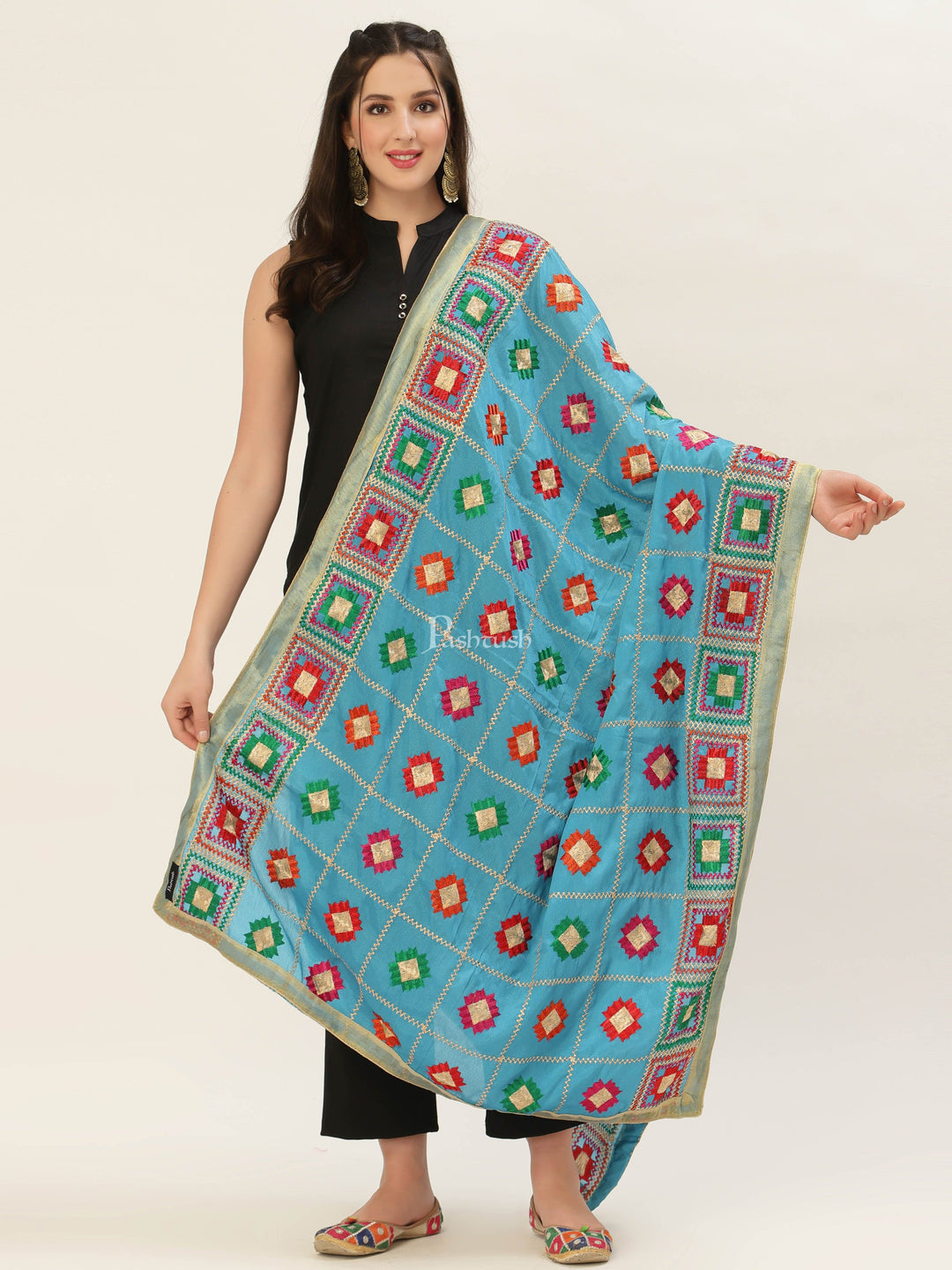 Pashtush India Womens Dupatta Pashtush Womens Phulkari Dupatta