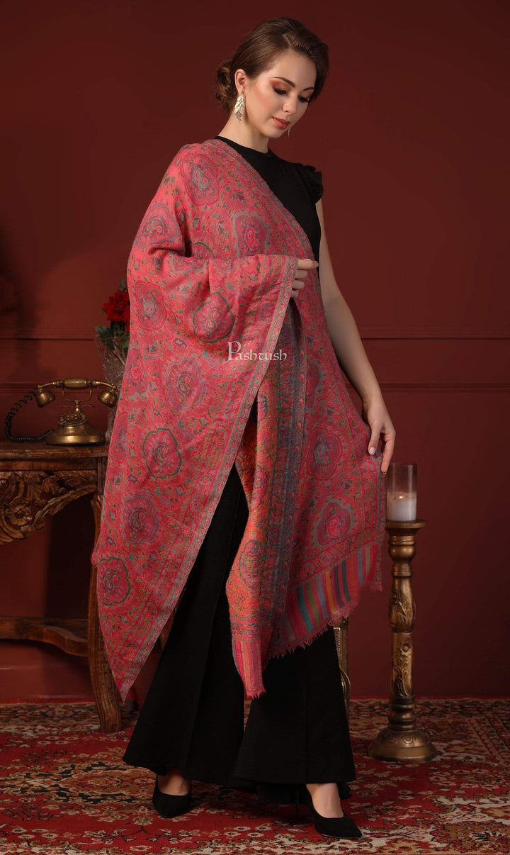 Pashtush India 70x200 Pashtush Womens Pure Wool Kaani Stole, With Woolmark Certification