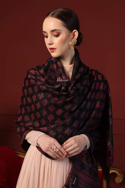 Pashtush India 70x200 Pashtush Womens Reversible Stole, 100% Pure Wool With Woolmark Certification