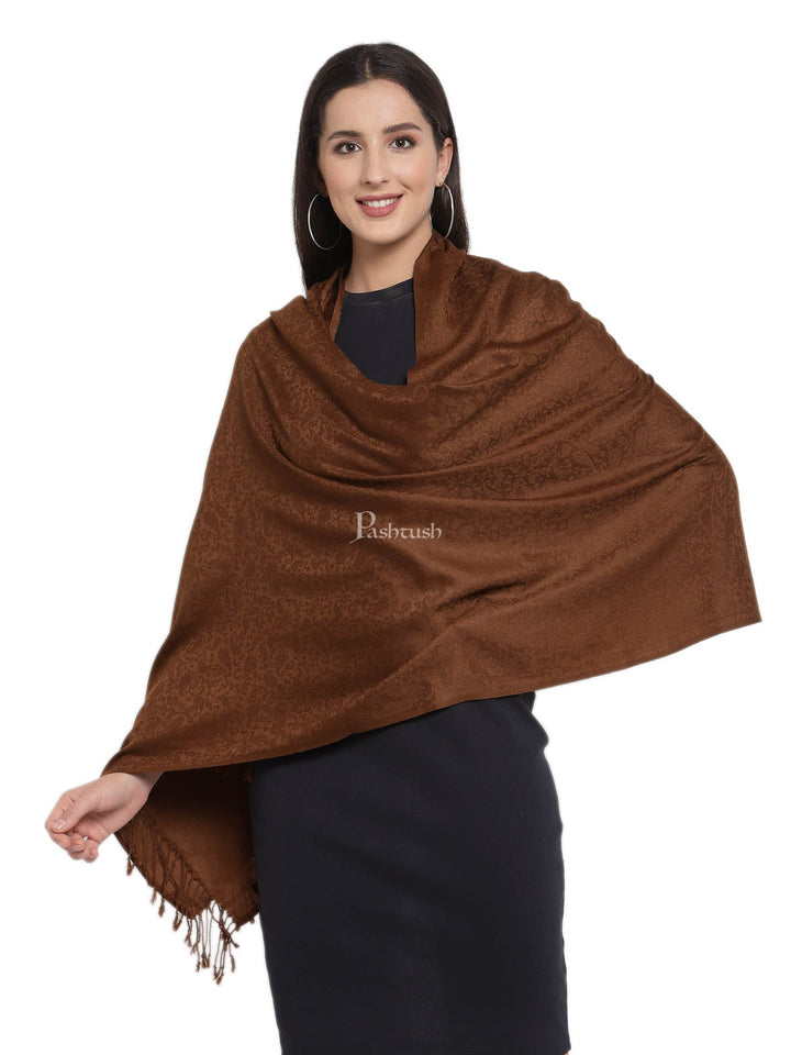 Pashtush India Womens Stoles and Scarves Scarf Pashtush Womens Scarf, Stole Jacquard Paisley, Coffee