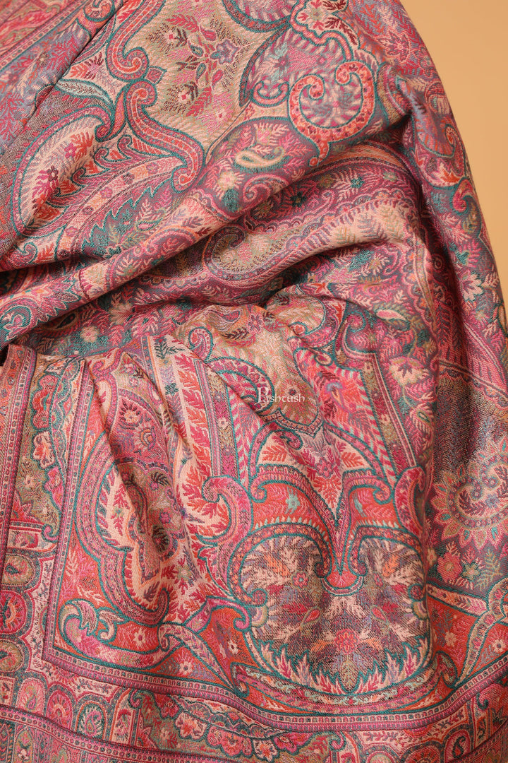 Pashtush India Womens Shawls Pashtush Womens Shawl, Antique Design, Woollen Heritage Collection, Pink