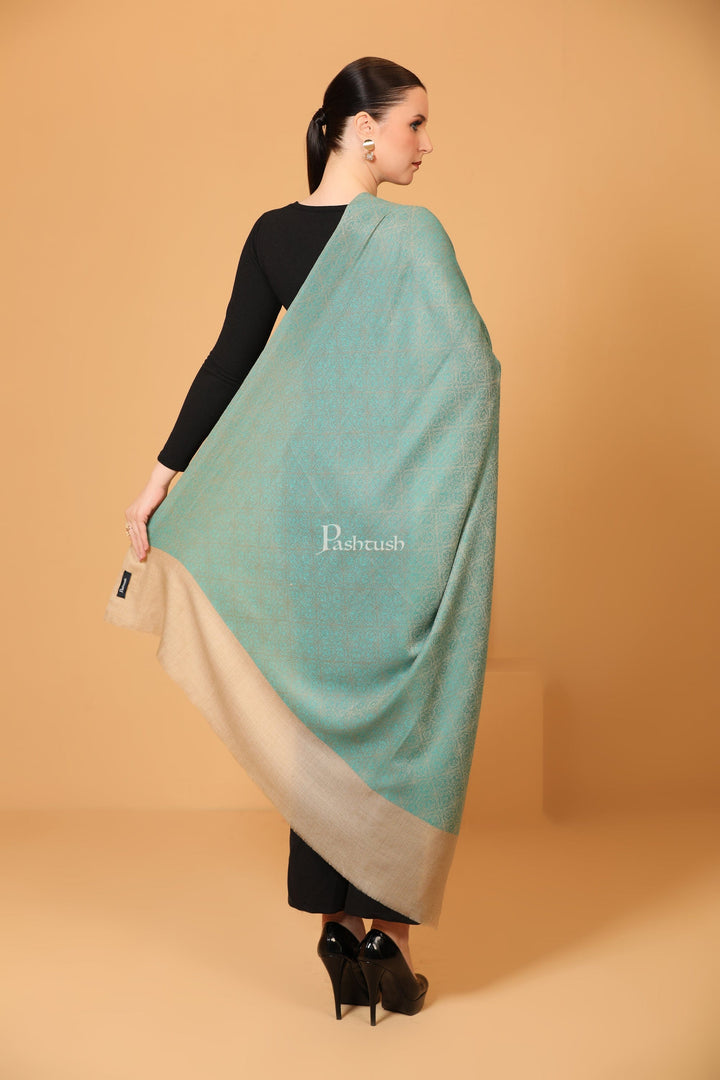 Pashtush India Womens Shawls Pashtush Womens Shawl, Extra Fine Wool, Soft and Warm, Sea Green