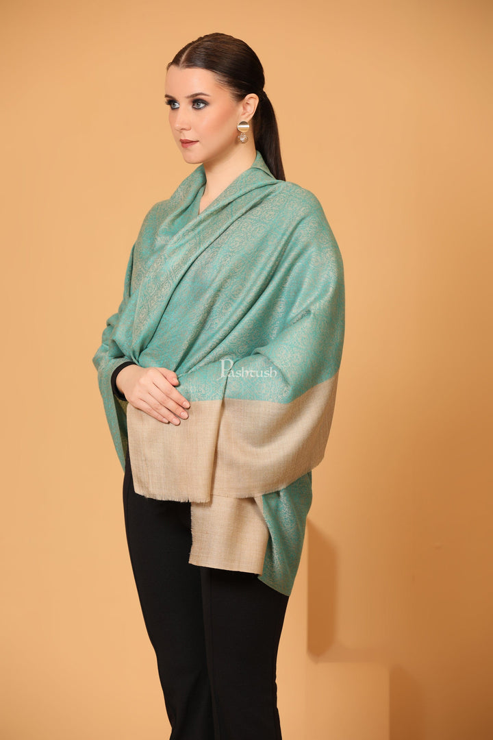 Pashtush India Womens Shawls Pashtush Womens Shawl, Extra Fine Wool, Soft and Warm, Sea Green