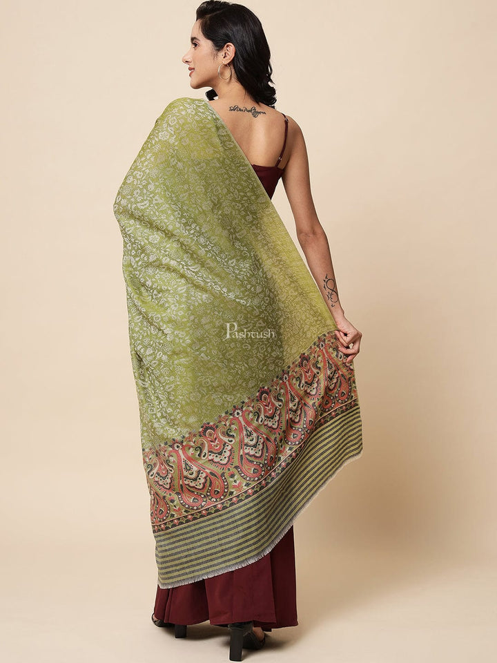 Pashtush India Womens Shawls Pashtush Womens Shawl, Extra Fine Wool, With Paisley Palla, Woven Design