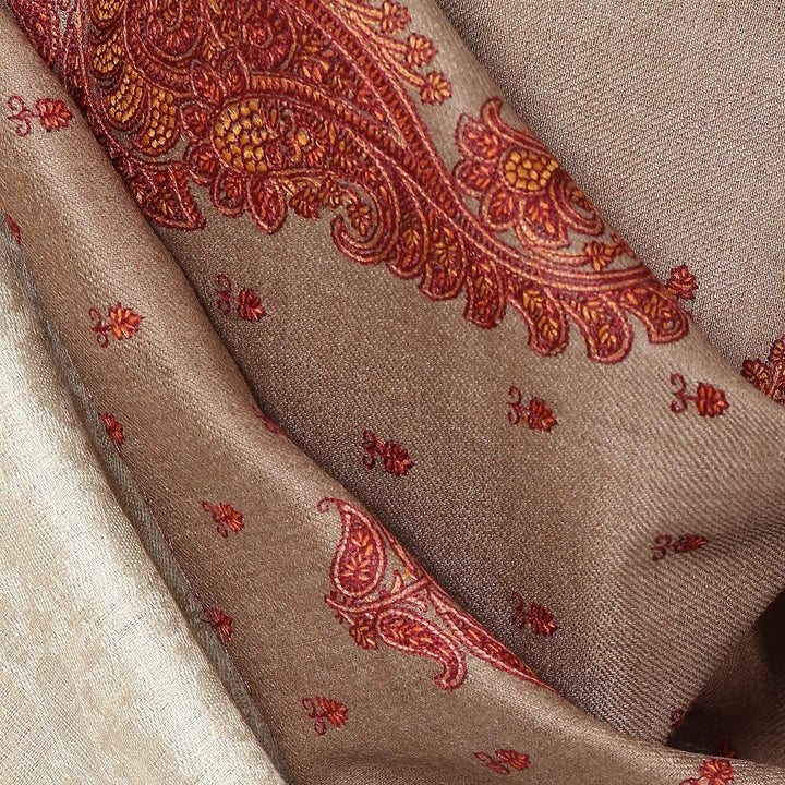 Pashtush Womens Shawl Embroidery With Aari And Finework, Fine Wool