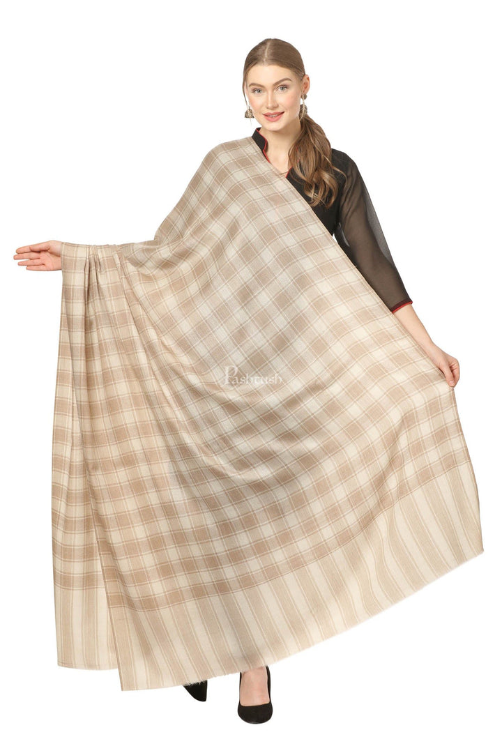 Pashtush India Womens Shawls Pashtush Womens Shawl, Ultra Soft  Wool Shawl Check Design,  Shawl