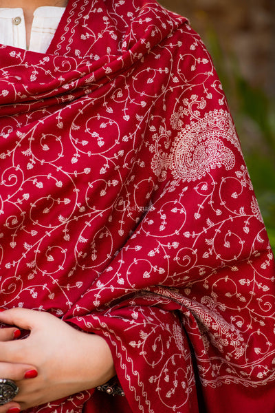 Pashtush India Womens Shawls Pashtush Womens Shawl With Tone On Tone Embroidery, Soft And Warm, Light Weight