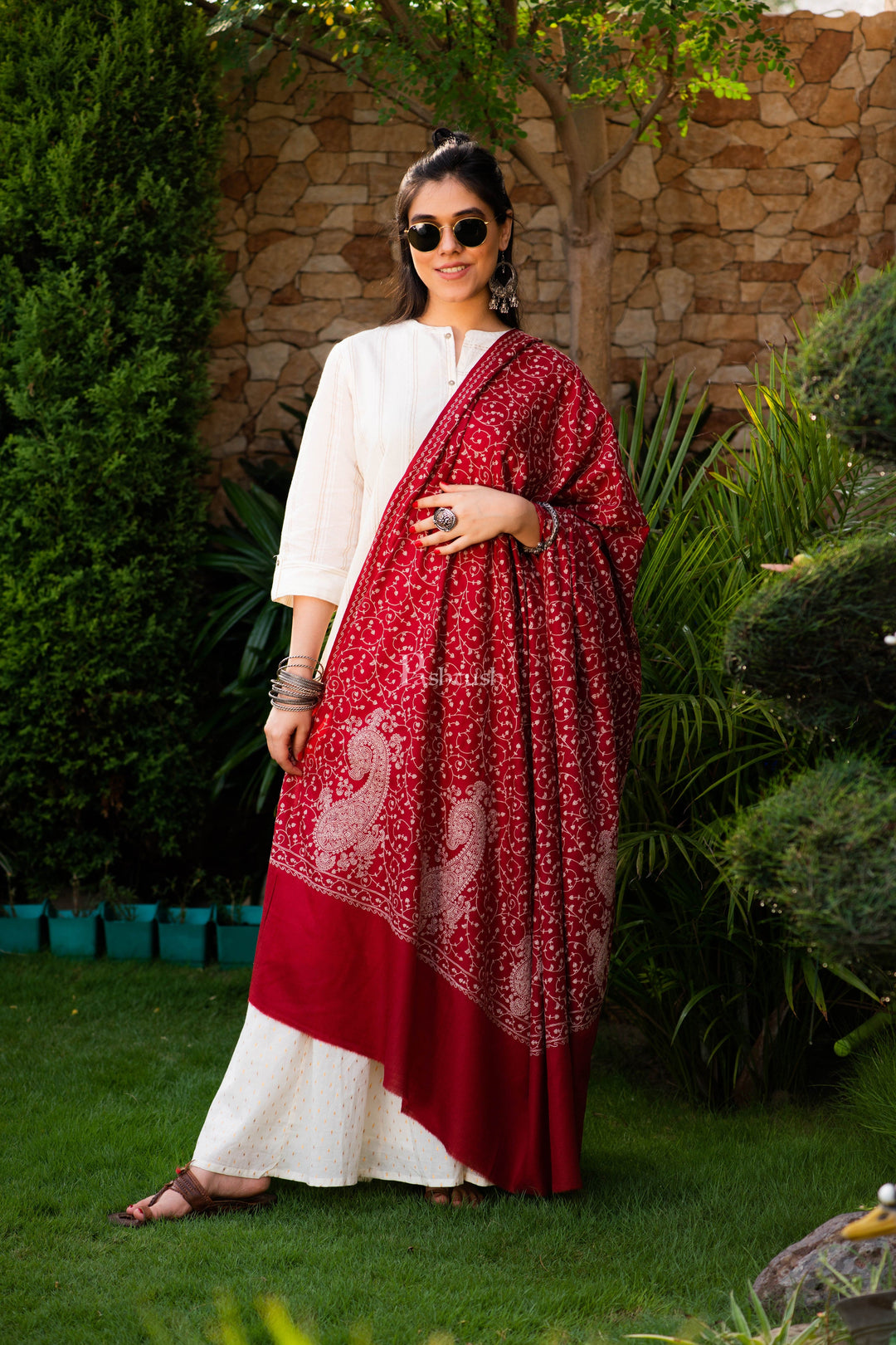 Pashtush India Womens Shawls Pashtush Womens Shawl With Tone On Tone Embroidery, Soft And Warm, Light Weight