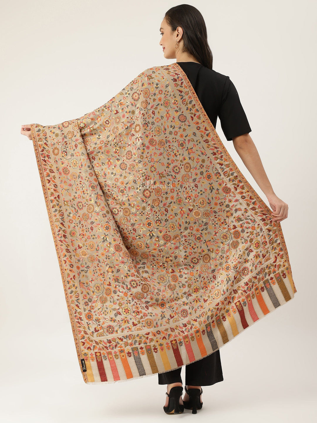 Pashtush India Womens Shawls Pashtush womens shawl, Woven Design, Twilight Collection, Beige