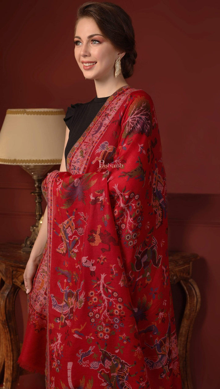 Pashtush India 100x200 Pashtush Womens Shikaardar Stole, Pure Wool, With Woolmark Certificate