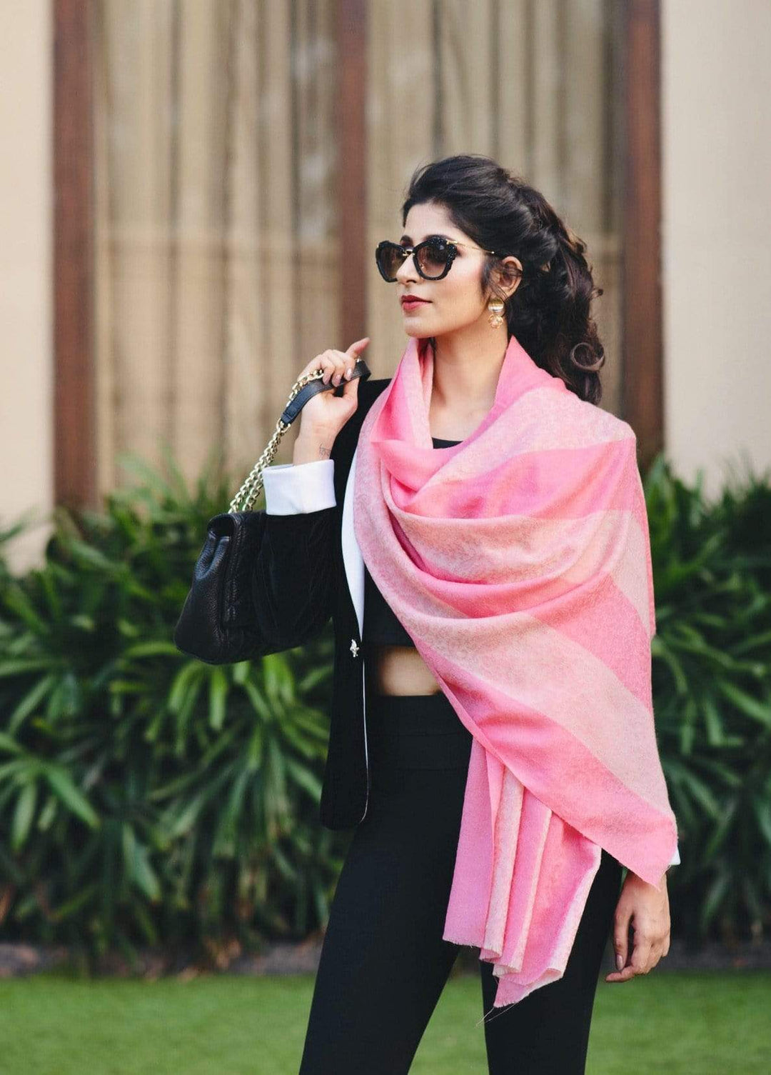 Pashtush Womens Silk Wool, Ultra Soft Stole, Flamingo Pink