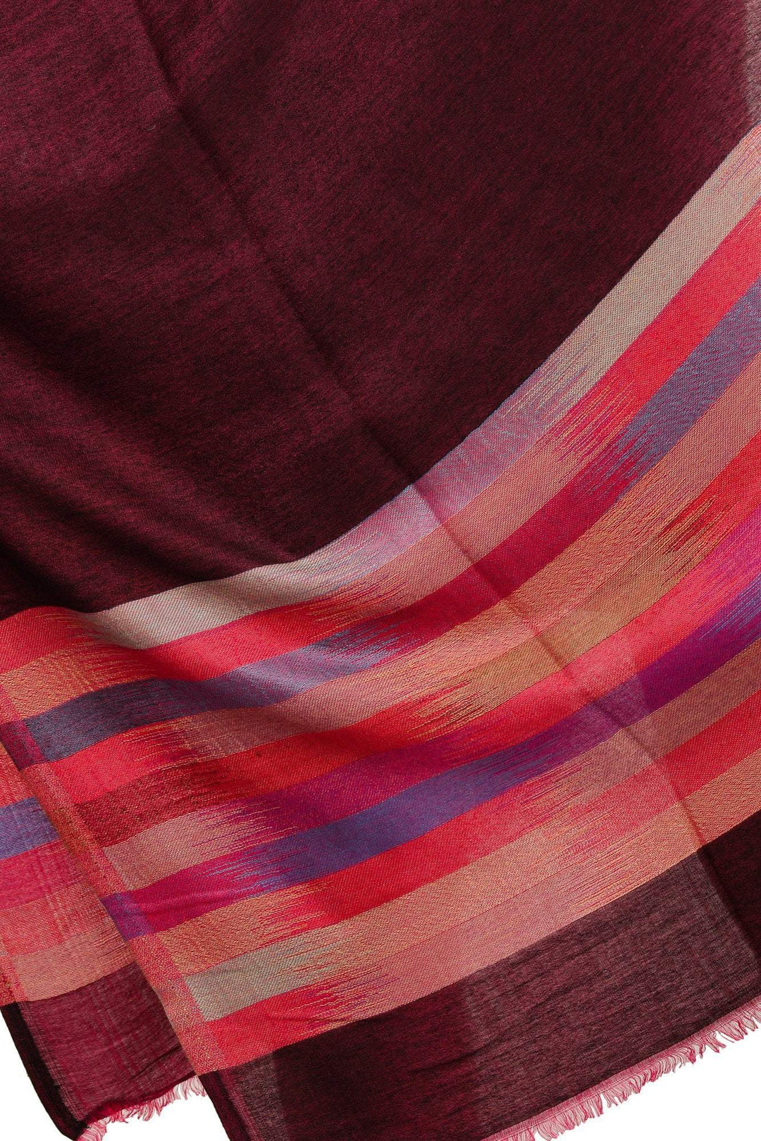 Pashtush Womens Soft Bamboo Stole, Reversible Design, Twin Colored, With Multi Colored Stripes