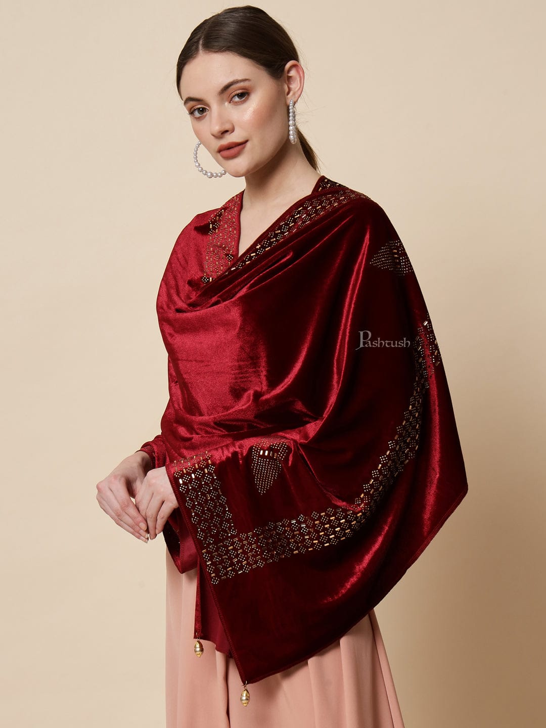 Kashmiri Shawl Velvet Wraps And Shawls Pashtush Womens Soft