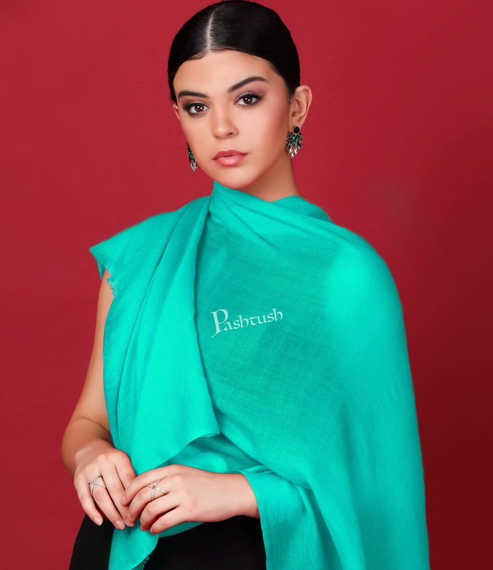 Pashtush India 70x200 Pashtush Womens Softest Cashmere Pashmina Scarf, Diamond Weave, Turquoise