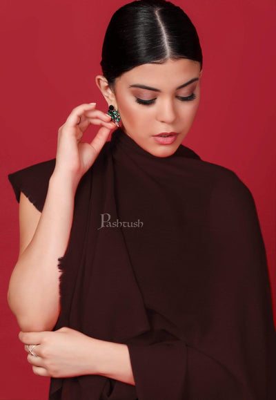 Pashtush India 70x200 Pashtush Womens Softest Rich Cashmere Scarf, With Diamond Weave, Espresso Brown