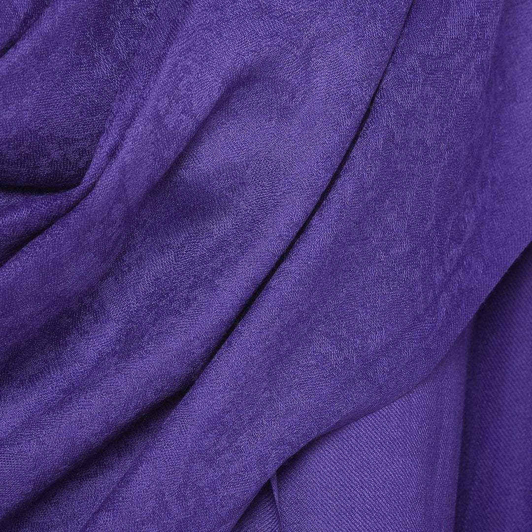 Pashtush Womens Stole, Fine Wool Scarf, Paisley Jacquard Weave, Purple