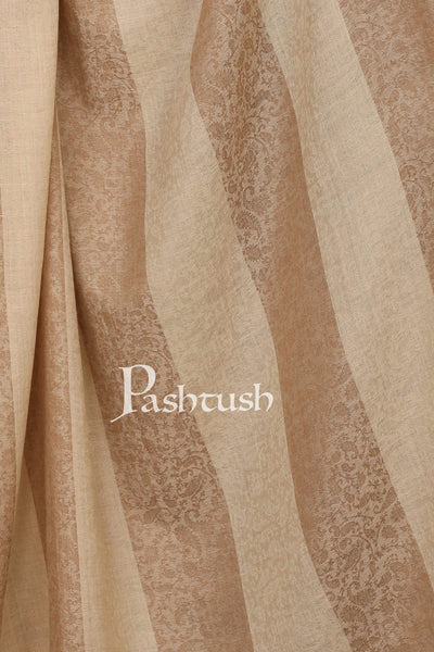 Pashtush Store Shawl Pashtush Womens Striped Paisley, Self Shawl, in Extra Soft Fine Wool, Large Size