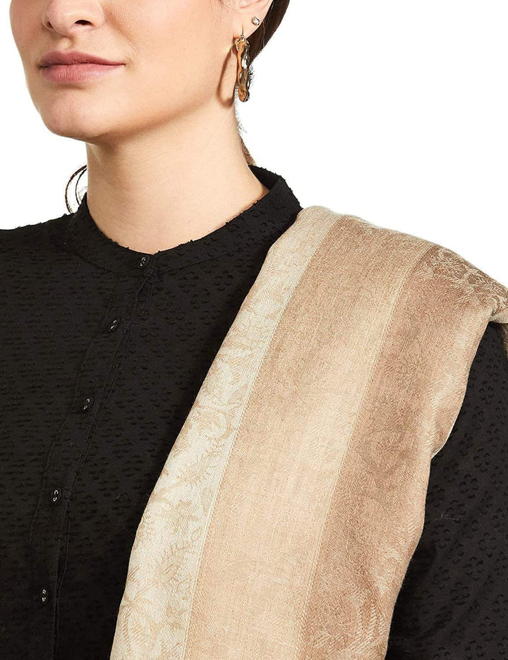 Pashtush India 114x228 Pashtush Womens Striped Paisley, Self Shawl, in Extra Soft Fine Wool, Large Size