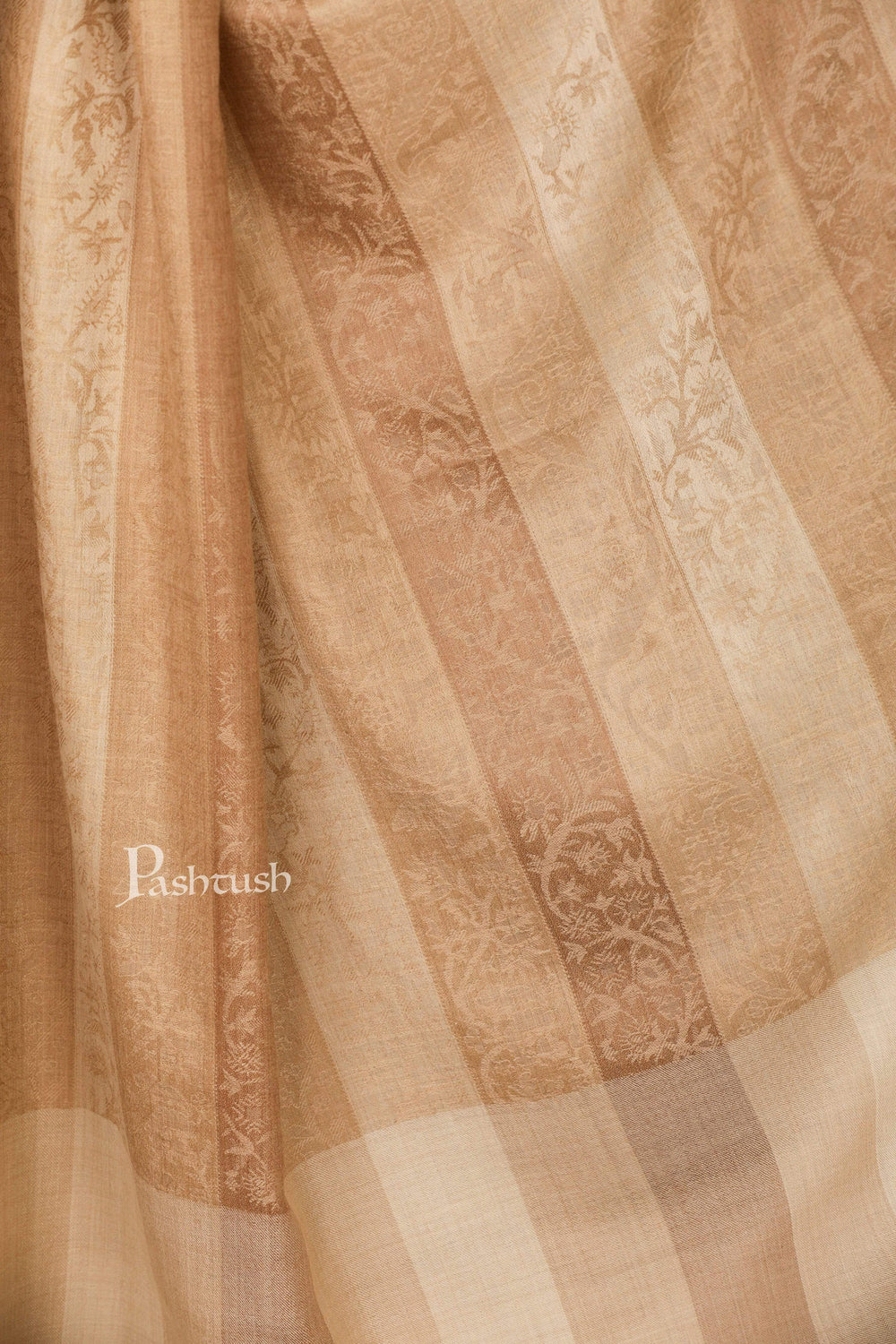 Pashtush India 114x228 Pashtush Womens Striped Paisley, Self Shawl, in Extra Soft Fine Wool, Large Size