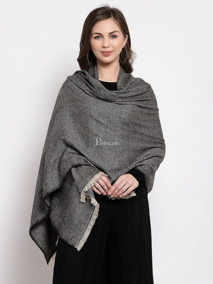 Pashtush India Womens Stoles and Scarves Scarf Pashtush Womens Thick And Warm Woollen Scarf, Oversized, Smoked Grey